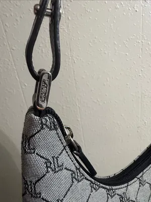 Ralph Lauren Gray Monogram Shoulder Bag with Black Trim thumbnail 8
