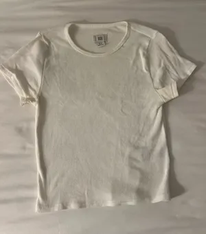 BDG Urban Outfitters White Ribbed Cropped Tee thumbnail 1