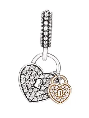 Pandora Sterling Silver Heart Padlocks & Black Woven Cord Choker thumbnail 1