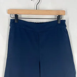 Madewell Wide Leg Cropped Pants Navy Blue Elastic Waist‎ Pockets Womens thumbnail 2