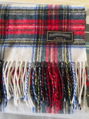 James Pringle Weavers Wool Tartan Scarf Red thumbnail 1