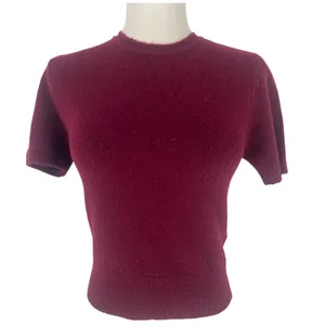Joe's Jeans The Steph Shrunken Sweater Tee Syrah Burgundy XS Cropped Yak Wool‎ thumbnail 4
