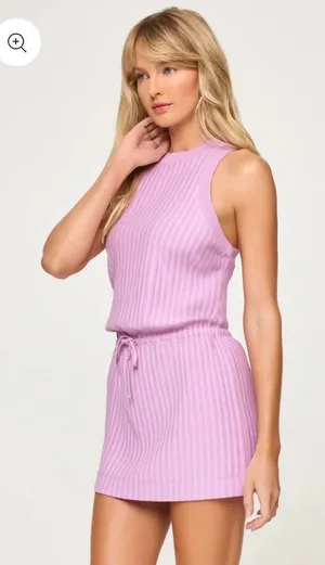 ✨💜 L*Space Active Upbeat‎ Dress Lavender Ribbed Sleeveless Mini L NWT 💜✨ thumbnail 1