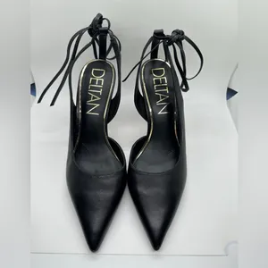 Deltan Juliana Leather Ankle Tie Pumps Black Size 9.5 thumbnail 3