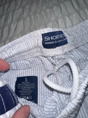 Lauren James White Seersucker Shorts with Navy Side Panels thumbnail 2