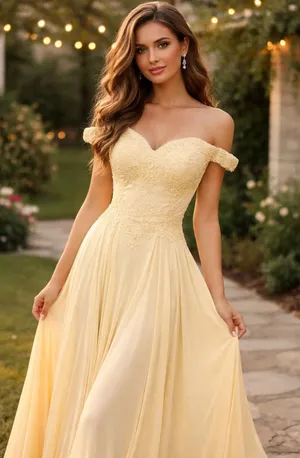 Yellow strapless evening gown Dreess MayoQueen Size‎ 12 thumbnail 1