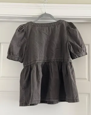 Madewell Gray Peplum Shirt thumbnail 3
