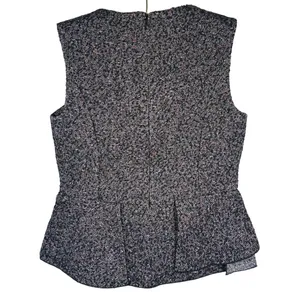Derek Lam Silk Alpaca Tweed Peplum Top Womens 4 Gray Career Work Academia Office thumbnail 3