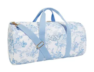 LoveShackFancy Pottery Barn Damask Classic Duffle Weekender Bag Blue Floral NWT thumbnail 1