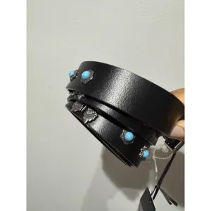 BEBE Black Faux Leather Western-Style Belt Y2K Butterfly Concho Sz Large thumbnail 5