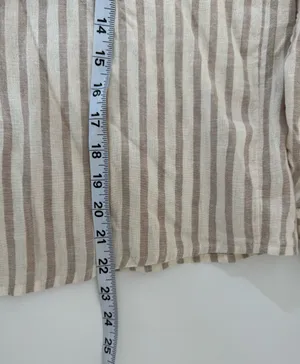 Maurices Cropped Striped Button Down Shirt Cream White Linen thumbnail 8