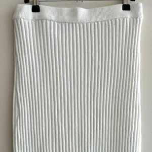 Amazon Women’s White Ribbed Sweater Midi Slit Skirt, Size Large thumbnail 3