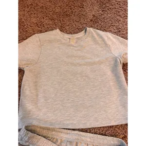 Harmony Balance 2 Piece Lounge Set Crop Top Wide Leg Pants Gray Size Small NWT thumbnail 6