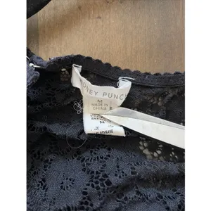 Honey Punch Lace Bustier Bodysuit Womens Size M Black Lingerie Hook‎ Eye Mesh thumbnail 6
