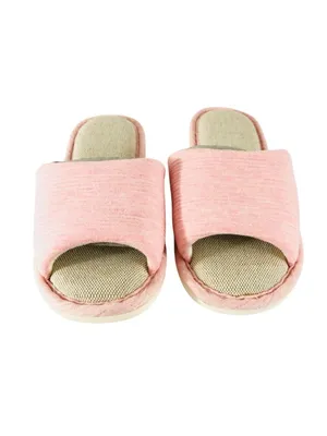 Womens Slippers Fabric Slides Slip On Pink Size 37/38 US 6/7 thumbnail 2