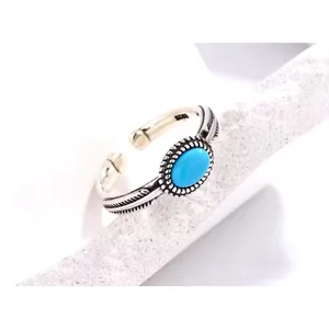 NEW Women's Boho Turquoise Ring, 925 Sterling Silver‎ Adjustable thumbnail 11