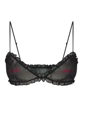 NWT SKIMS Sleepover Triangle Bralette Mesh Truth Dare Onxy Black size L thumbnail 2