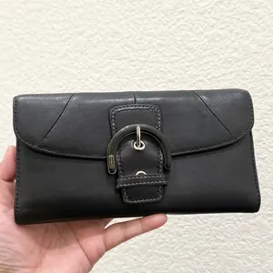 Vintage COACH Soho Black Leather Buckle Trifold Wallet thumbnail 4