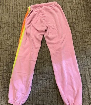 Aviator Nation Pink Track Pants with Multicolor Stripes thumbnail 3