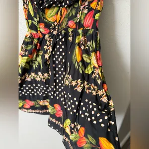 Farm Rio Tropical Floral Polka Dot Mini Dress S | Ruffle Strap Summer Vacation thumbnail 5