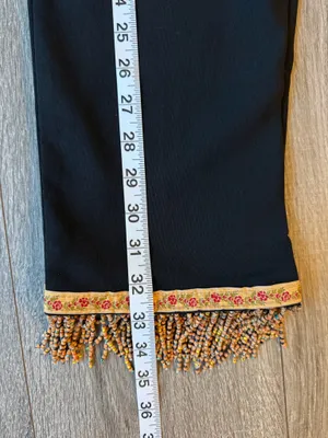 Black Beaded Fringe Straight Leg Pants thumbnail 4
