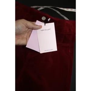 Avec Les Filles Corduroy Pants Womens 10 Burgundy Red New High Waist Wide Leg thumbnail 5