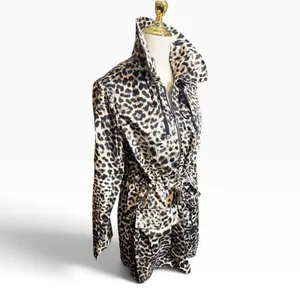 Dana Buchman Leopard Print Hooded Utility Jacket Tan Black Size M Rainjacket thumbnail 5