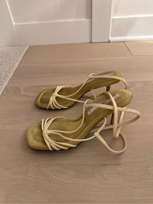 Zara Beige Strappy Knot Square-Toe Heeled Sandals thumbnail 4