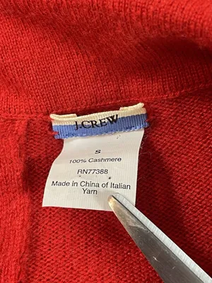 J.Crew 100% Cashmere Sweater Women’s Red Mock Neck 3/4 Sleeve Knit Top thumbnail 5