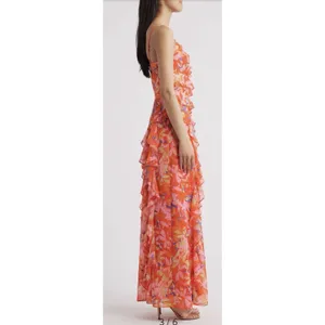 Eliza‎ J Floral Ruffle Fil Coupé Maxi Dress Size 5 Floral Sundress Slip dress thumbnail 3