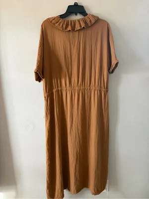 Ruffle-Collar Long Sleeve Button Poudre organic Camarine madame dress thumbnail 5