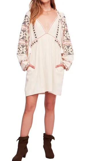 Free People All My Life Mini Tunic Dress Off-White SZ XS thumbnail 1
