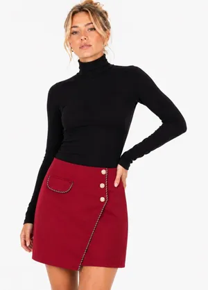 Burgundy Button Side Skirt Red Size M thumbnail 1