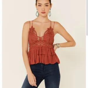 NWT Free People Adella Cami XS Winding Roads Rust Lace Peplum Top thumbnail 16