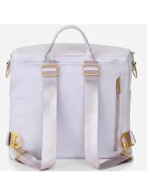 Fawn Design Lavender Leather Convertible Backpack Gold Hardware RARE flawed thumbnail 4
