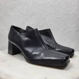 Naturalizer Stitch In Time Ankle Boots 7.5 Black Leather Chunky Heels Square Toe thumbnail 4