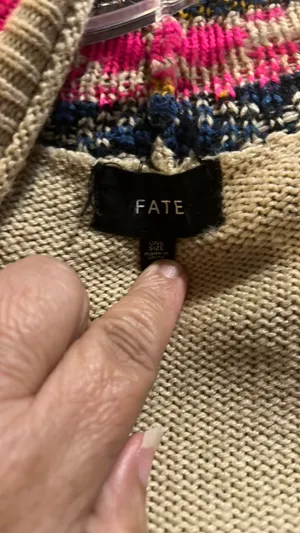 Fate Poncho Shawl Cape Wrap Tan Pink Boho Tribal Native Aztec One Size WARM EUC thumbnail 2