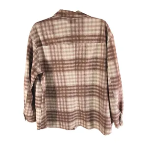 Workshop Republic Womens Faux Suede Shacket Snap Button Plaid Brown M thumbnail 2