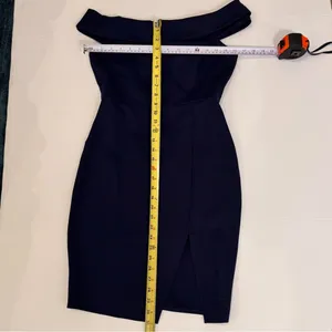 Lulus Navy Off Shoulder Sheath Midi Dress Stretch Lined Size M thumbnail 4