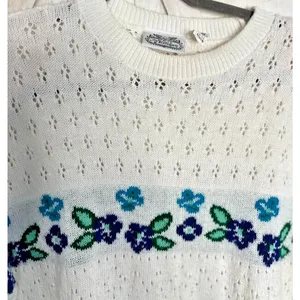 Vintage Villager Floral Knit Short Sleeve Sweater Medium‎ Cottagecore Feminine thumbnail 5