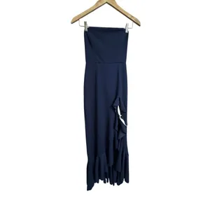 Lucy In The Sky Navy Blue Strapless Back Bow Corset Maxi Dress Medium thumbnail 5