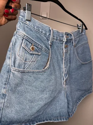Retro 90s Vintage Classic Blue Denim High Rise Shorts thumbnail 2