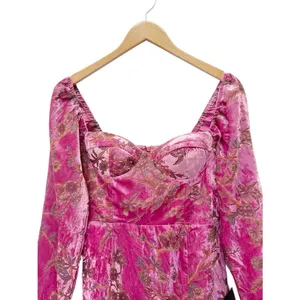 NWT Lulus Simply Decadent Pink Velvet Burnout Floral Bustier Mini Dress Medium thumbnail 5