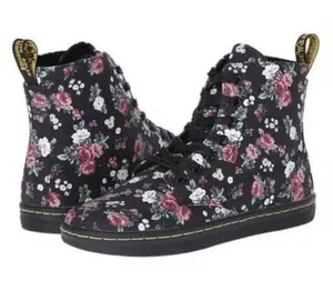 Dr. Martens Hackney 7-Eye Canvas Boot in Black Vintage Rose thumbnail 1
