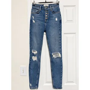 We The Free Sabrina Super Skinny Jeans Distressed High Rise Button Fly 25 thumbnail 2