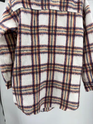 Maurices Lightweight Striped Jacket shacket in White, Blue, Orange plaid L fall thumbnail 4