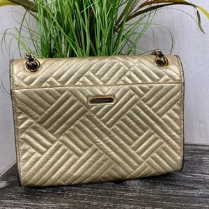 Rebecca Minkoff Gold Quilted Chain Shoulder Handbag thumbnail 4