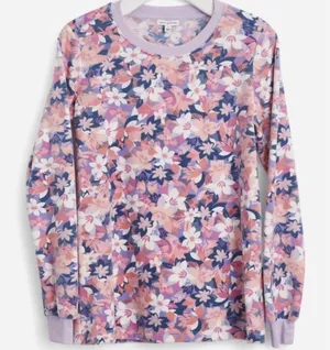 Vera Bradley Fleece Pajama Shirt - Long Sleeve‎ Rose Blush thumbnail 1
