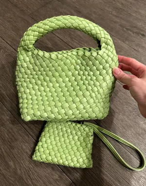 Woven Mini Handbag in Light Green | 2 thumbnail 1