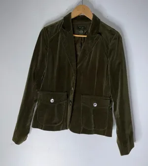 eddie bauer Olive Green 3 Button Velvet Blazer Jacket Size‎ 8 thumbnail 1